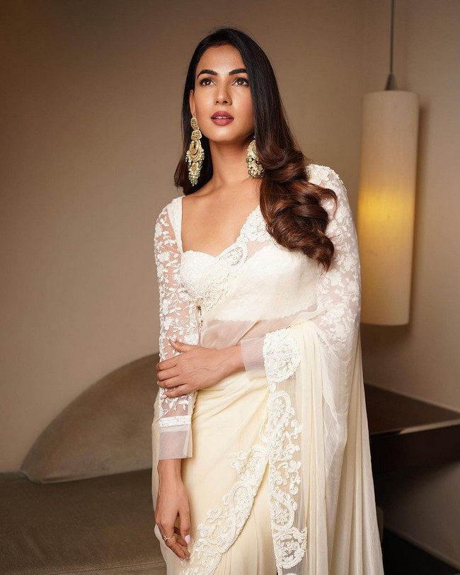Sonal Chauhan Looking Gorgeous in White Saree