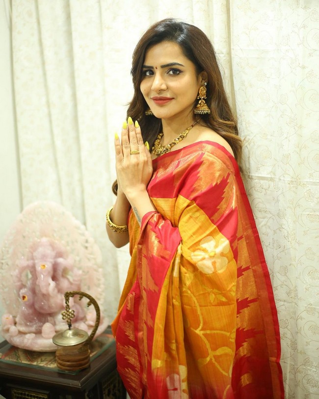 Ashu Reddy Traditional Looks in Saree