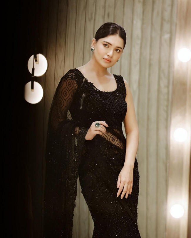 Vani Bhojan Looks Pretty in Black Saree