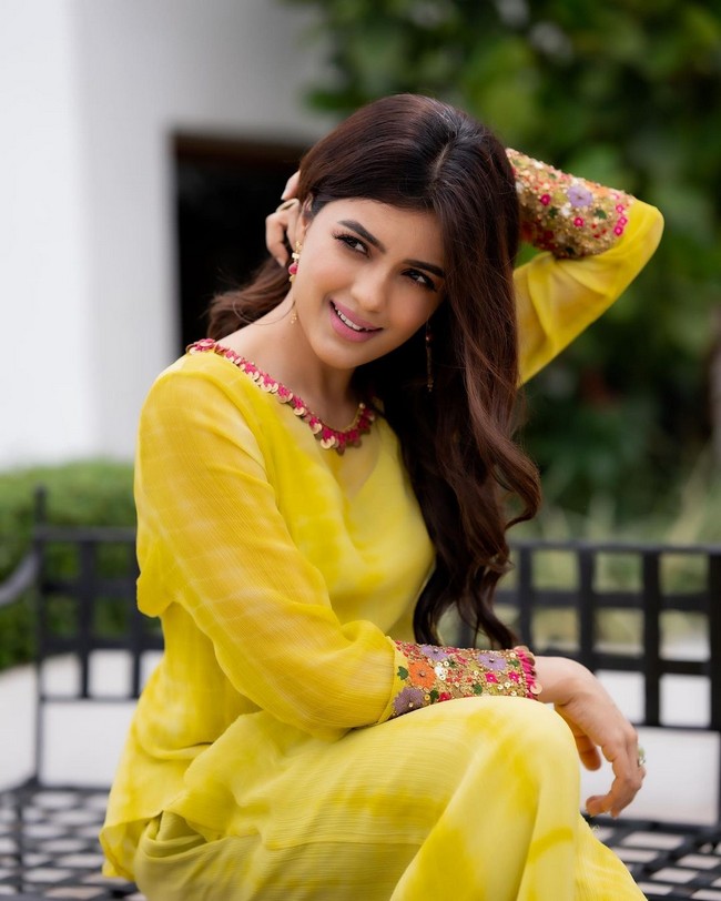 Amritha Aiyer Looking Amazing in Yellow Dress