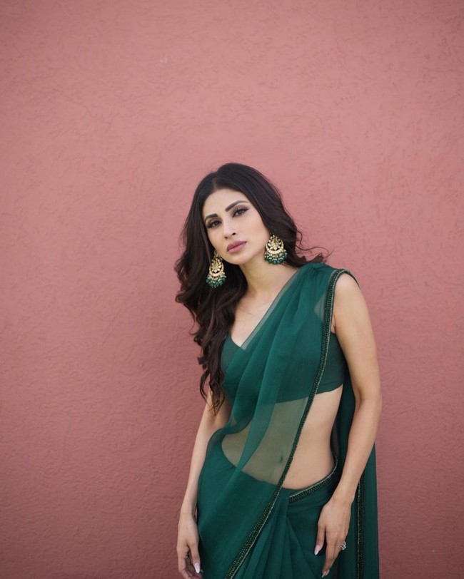 Mouni Roy Looking Beautiful in Green Saree