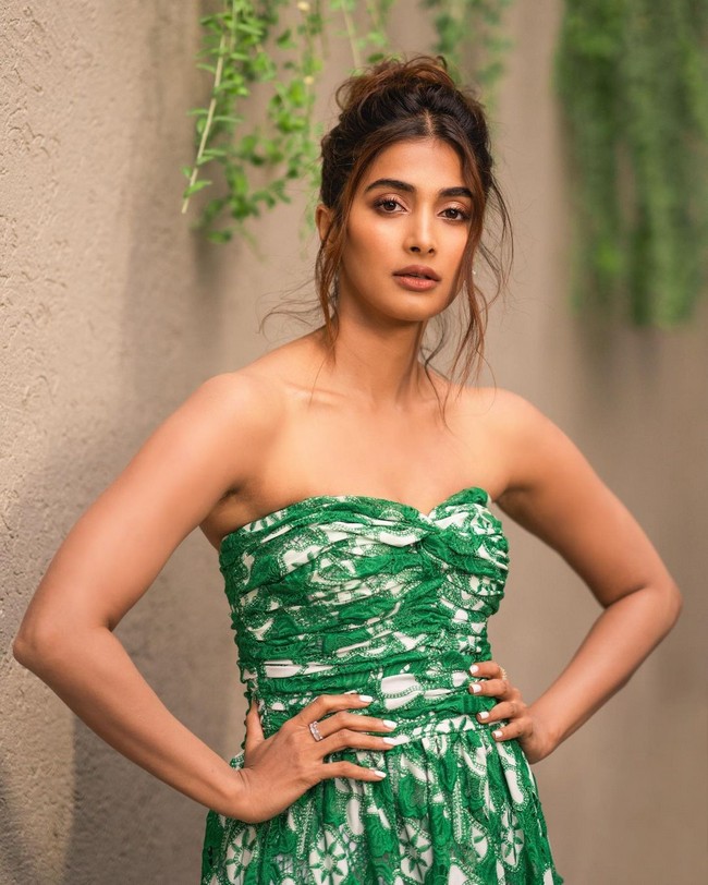 Pooja Hegde Alluring Poses in Green Outfit
