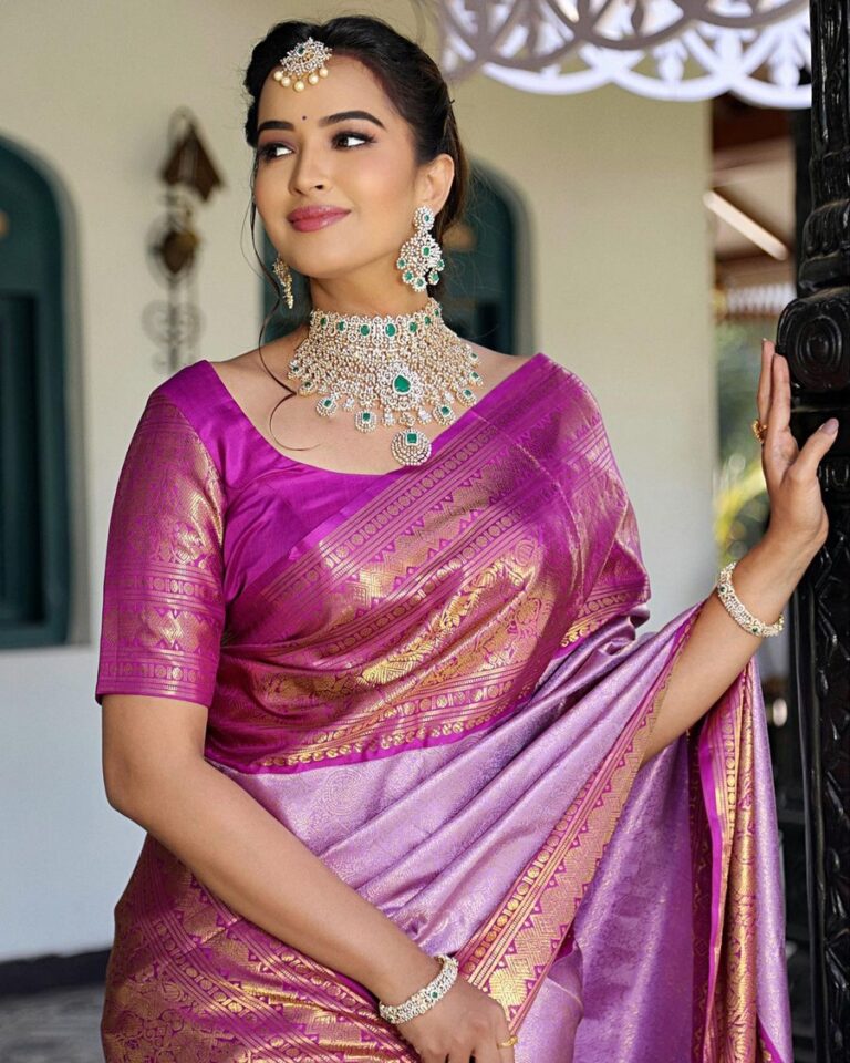 Pujita Ponnada Looking Gorgeous in Silk Pink Saree | Telugu Rajyam Photos