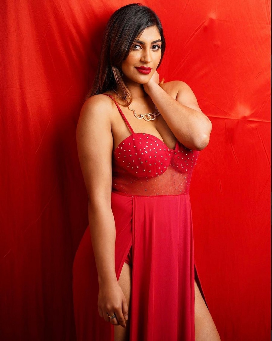 Yashika Aannand Hottest Looks in Red Outfit