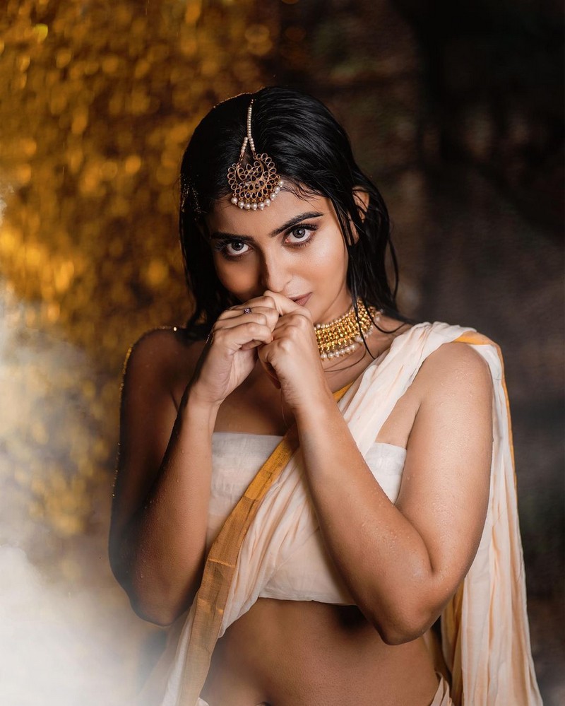 Ananya Nagalla Sexy Stills in White Saree