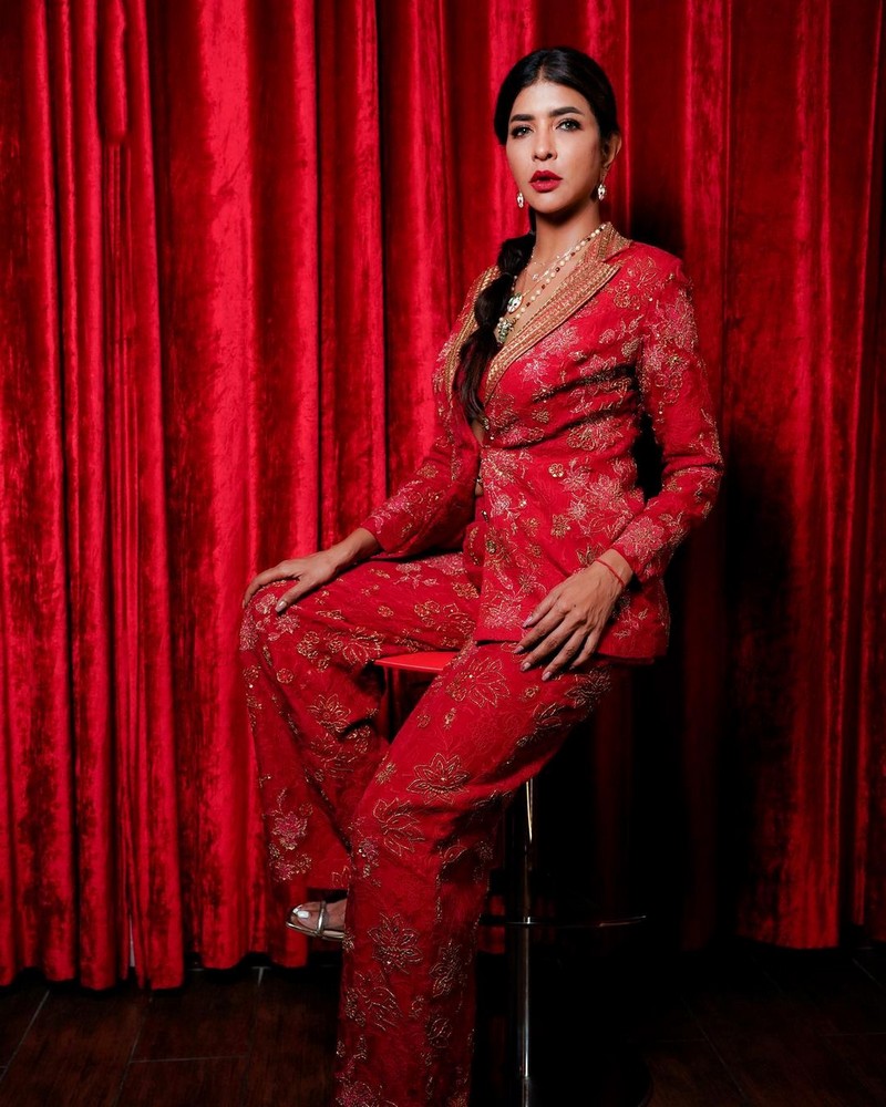 Manchu Lakshmi Cute Looks in Red Outfit
