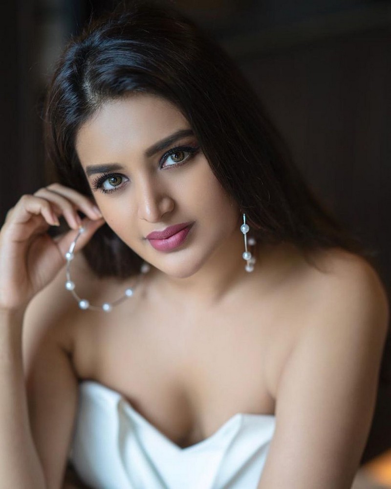 Nidhhi Agerwal Looking Sexy in White Outfit