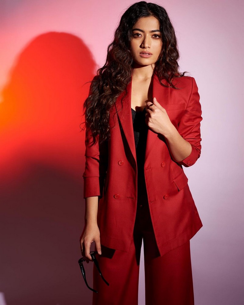 Rashmika Looking Gorgeous in Red Suit