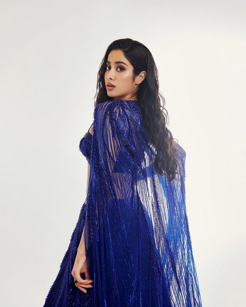 Janhvi Kapoor Looks Beautiful in Blue Dress