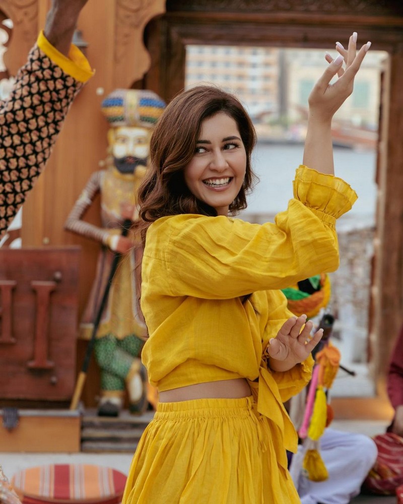 Raashii Khanna Looking Gorgeous in Yellow Dress