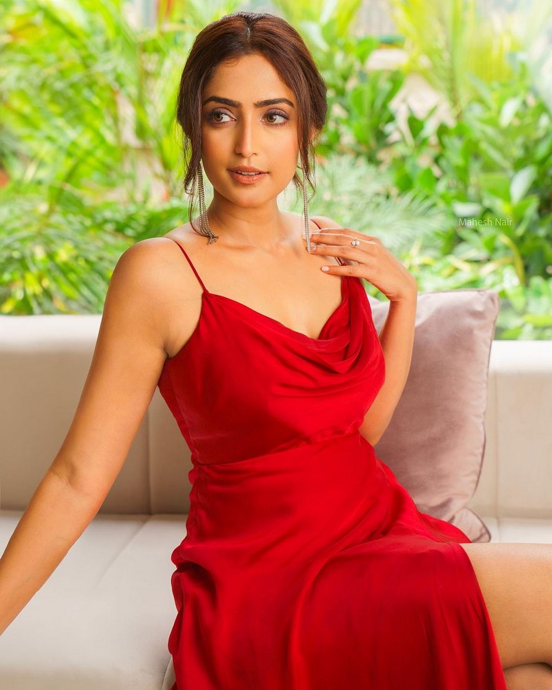 Reba Monica Looks Stunning in Red Outfit Telugu Rajyam Photos
