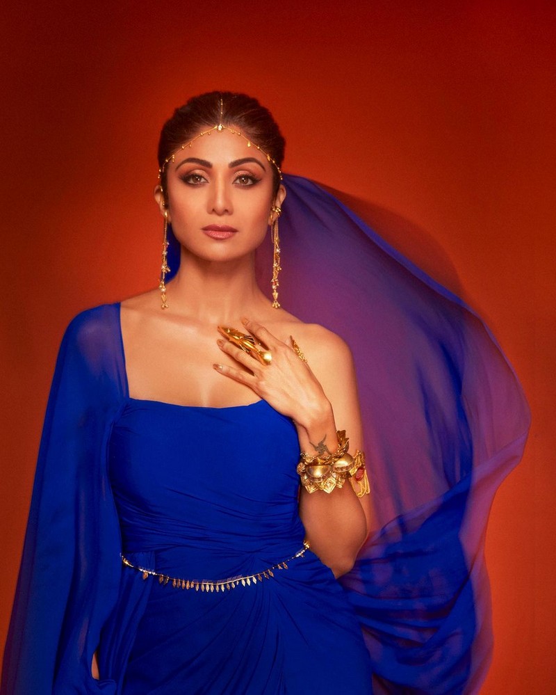 Shilpa Shetty Beautiful Clicks In Blue Dress