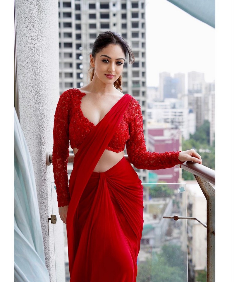Sizzling Clicks Of Sandeepa Dhar in Red Saree