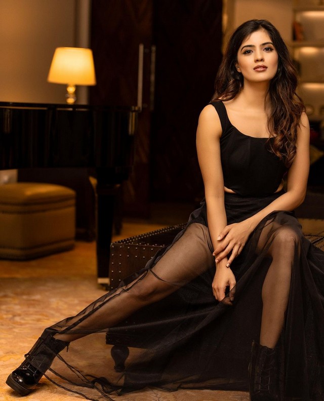 Amritha Aiyer Titillating Looks in Black Dress