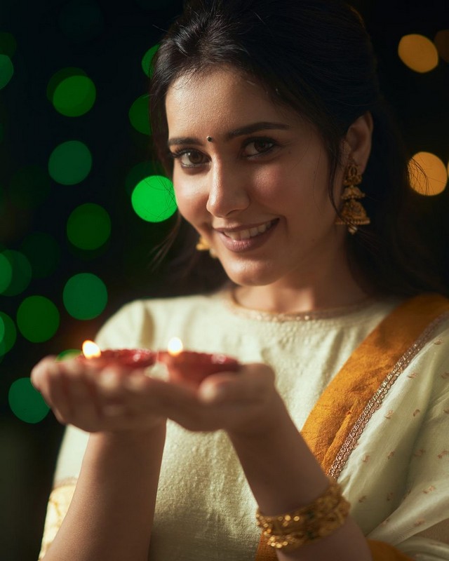 Raashii Khanna Diwali Special Clicks in White Dress