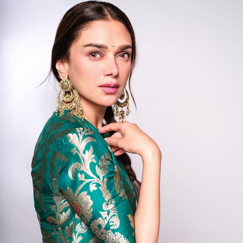 Scintillating Looks Of Aditi Rao Hydari in Shiny Green Dress
