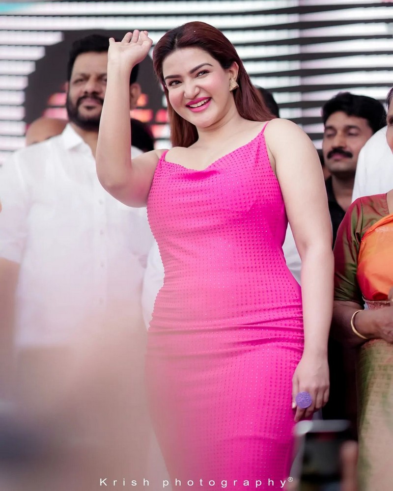 Elegant Looks Of Honey Rose  in Pink Outfit