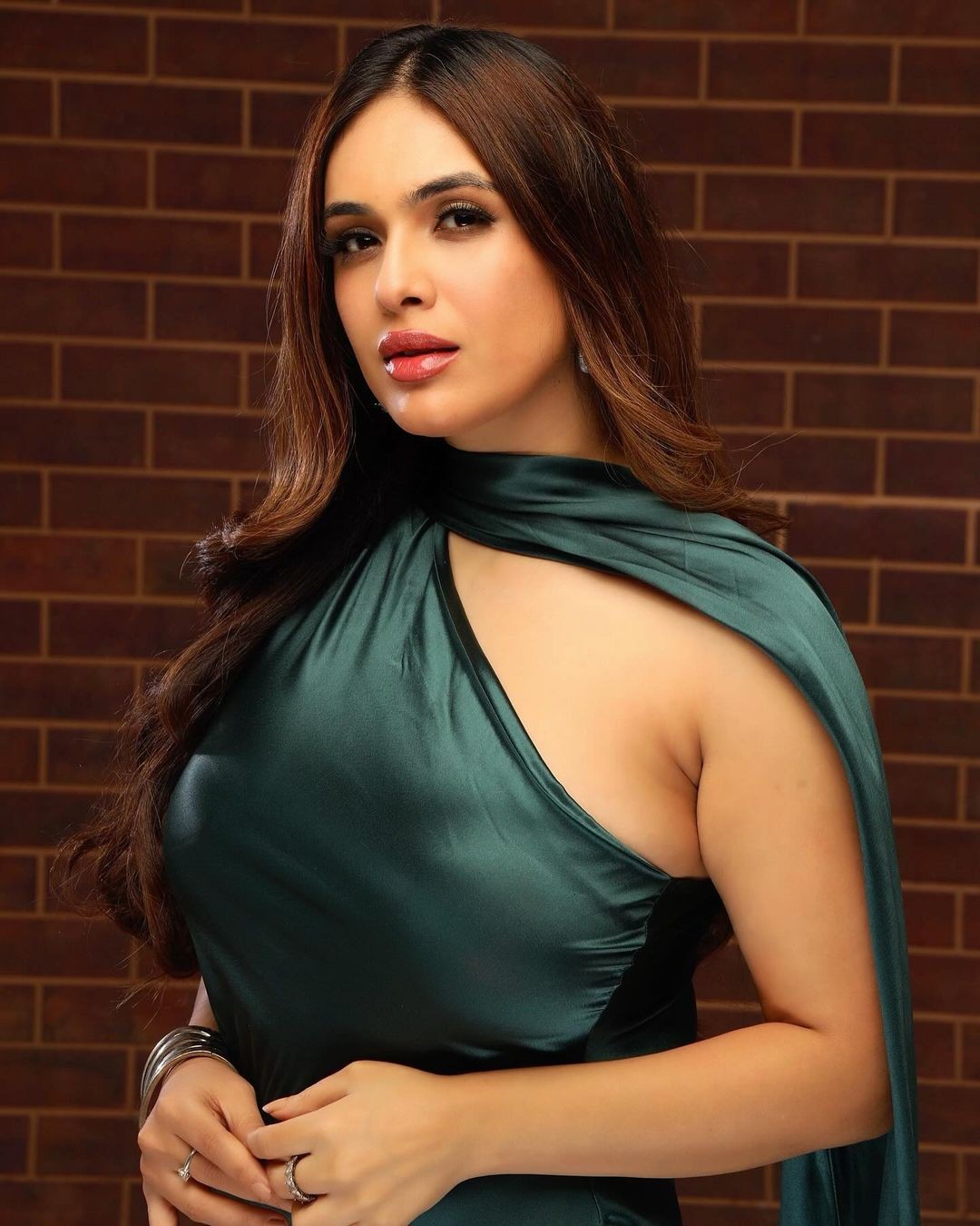 Nehhaa Malik Hottest Clicks in Green Outfit